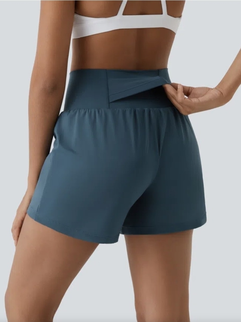 NWT Halara SoftlyZero Airy 2-in-1 Yoga Shorts 5" Majolica Blue L Long